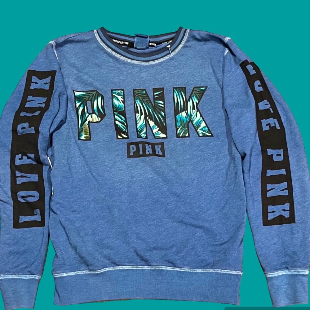 PINK Victoria’s Secret Limited Edition Tropical Logo Crewneck Pullover